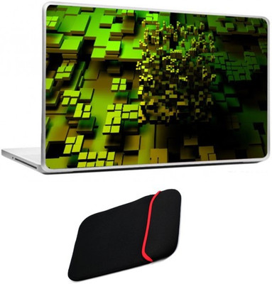 

Skin Yard Dark Green Squares Laptop Skin/Decals with Reversible Laptop Sleeve - 14.1 Inch Combo Set
