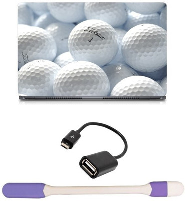 

Skin Yard Golf Ball Laptop Skin -14.1 Inch with USB LED Light & OTG Cable (Assorted) Combo Set