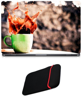 

Skin Yard Coffee Splash Photography Sparkle Laptop Skin/Decal with Reversible Laptop Sleeve - 15.6 Inch Combo Set