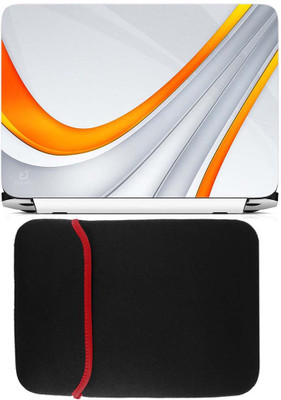 

FineArts Yellow Grey Abstract Laptop Skin with Reversible Laptop Sleeve Combo Set