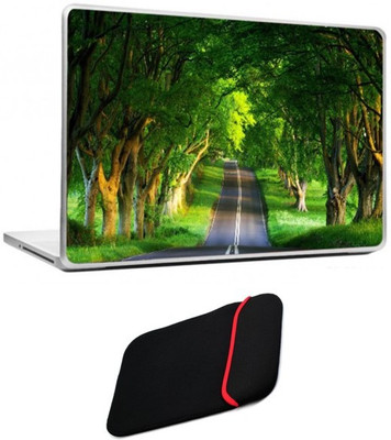 

Skin Yard Forest Highway Laptop Skin/Decal with Reversible Laptop Sleeve - 14.1 Inch Combo Set