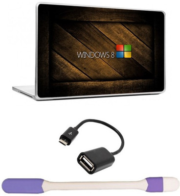 

Skin Yard Windows 8 with Wooden Background Laptop Skin -14.1 Inch with USB LED Light & OTG Cable (Assorted) Combo Set