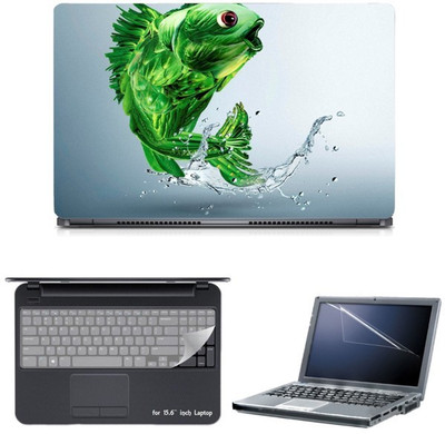

Skin Yard Creative Green Fish Out of Water Sparkle Laptop Skin with Screen Protector & Keyguard -15.6 Inch Combo Set