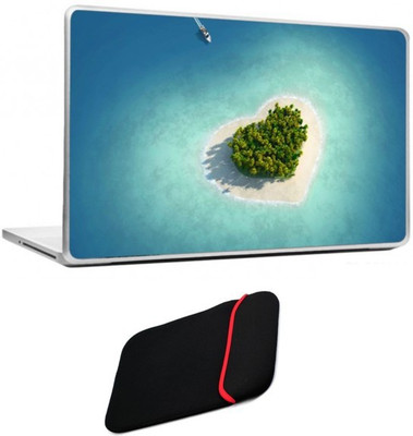 

Skin Yard Heart Shape Island Laptop Skin/Decals with Reversible Laptop Sleeve - 14.1 Inch Combo Set