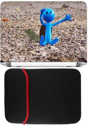 

FineArts Blue Toy Laptop Skin with Reversible Laptop Sleeve Combo Set