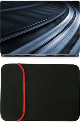 

Skin Yard Neon Black Wallpaper Laptop Skin/Decal with Reversible Laptop Sleeve - 14.1 Inch Combo Set
