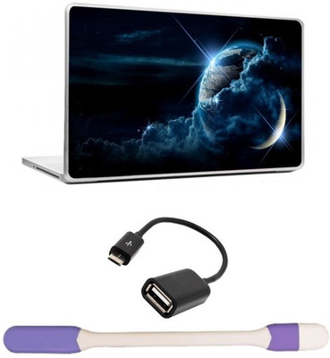 

Skin Yard Planet Clouds Light With Moon & Star Laptop Skin -14.1 Inchs with USB LED Light & OTG Cable (Assorted) Combo Set