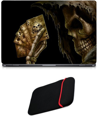 

Skin Yard Grim Reaper With Cards Laptop Skin/Decal with Reversible Laptop Sleeve - 14.1 Inch Combo Set