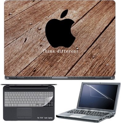 

Skin Yard Black Apple Logo on Wood Laptop Skin with Screen Protector & Keyboard Skin -15.6 Inch Combo Set