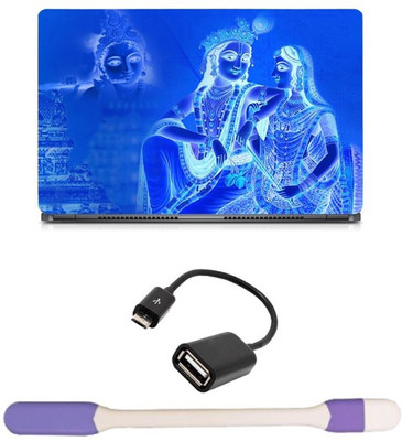 

Skin Yard Radha Krishna Blue Laptop Skin with USB LED Light & OTG Cable - 15.6 Inch Combo Set