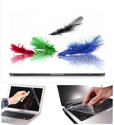 

Skin Yard Color Feather Laptop Skin Decal with Keyguard & Screen Protector -15.6 Inch Combo Set