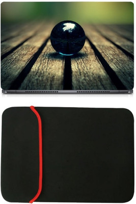 

Skin Yard Green Blue Wood Focus Laptop Skin/Decal with Reversible Laptop Sleeve - 14.1 Inch Combo Set
