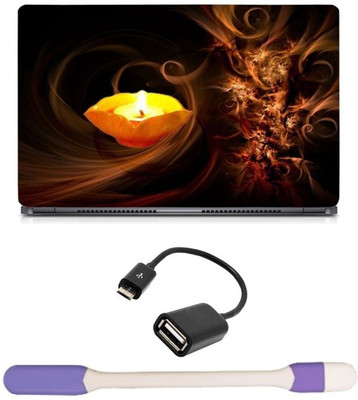

Skin Yard Diwali Diya Laptop Skin with USB LED Light & OTG Cable - 15.6 Inch Combo Set