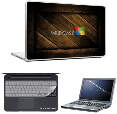 

Skin Yard Windows 8 with Wooden Background Laptop Skin With Laptop Screen Guard And Laptop Key Guard -15.6 Inch Combo Set