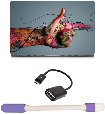 

Skin Yard Creative Hand Abstract Sparkle Laptop Skin with USB LED Light & OTG Cable - 15.6 Inch Combo Set