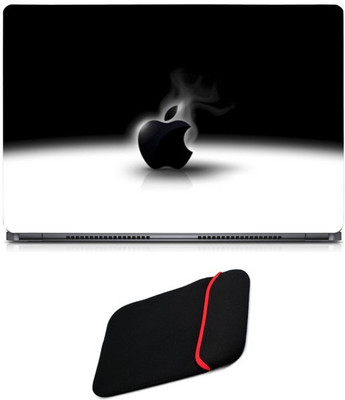 

Skin Yard Black Apple Laptop Skin/Decal with Reversible Laptop Sleeve - 14.1 Inch Combo Set