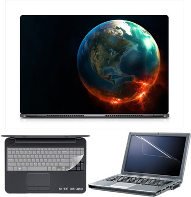 

Skin Yard Sparkle Burning Earth Laptop Skin with Screen Protector & Keyboard Skin -15.6 Inch Combo Set