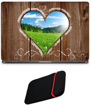 

Skin Yard Heart Window Laptop Skin/Decal with Reversible Laptop Sleeve - 14.1 Inch Combo Set