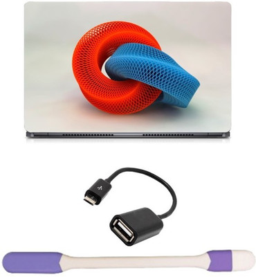 

Skin Yard 3D Red Blue Fractal Abstract Waves Sparkle Laptop Skin with USB LED Light & OTG Cable - 15.6 Inch Combo Set