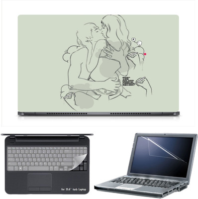 

Skin Yard Couple Love Kiss Drawing Laptop Skin Decal with Keyguard & Screen Protector -15.6 Inch Combo Set
