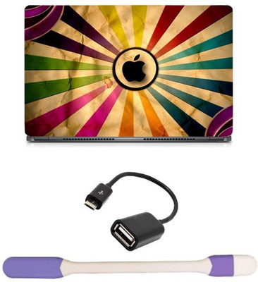 

Skin Yard Coloured Graphic Black Apple Laptop Skin with USB LED Light & OTG Cable - 15.6 Inch Combo Set