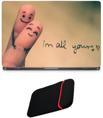 

Skin Yard Finger Couple Love Sparkle Laptop Skin/Decal with Reversible Laptop Sleeve - 14.1 Inch Combo Set