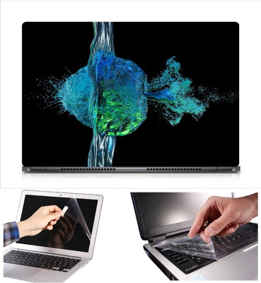 

Skin Yard Colour Water Splash Laptop Skin Decal with Keyguard & Screen Protector -15.6 Inch Combo Set
