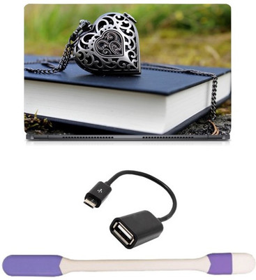 

Skin Yard Heart Locket Laptop Skin -14.1 Inch with USB LED Light & OTG Cable (Assorted) Combo Set