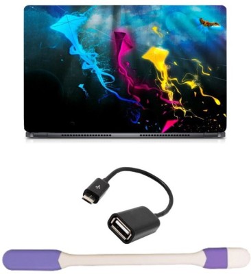 

Skin Yard Eagle Kites Abstract Sparkle Laptop Skin -14.1 Inch with USB LED Light & OTG Cable (Assorted) Combo Set