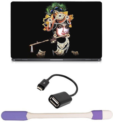

Skin Yard Flute Krishna Laptop Skin with USB LED Light & OTG Cable - 15.6 Inch Combo Set
