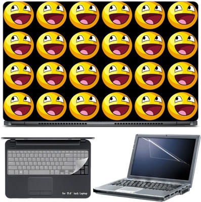 

Skin Yard Awesome Town Smileys Laptop Skin with Screen Protector & Keyboard Skin -15.6 Inch Combo Set