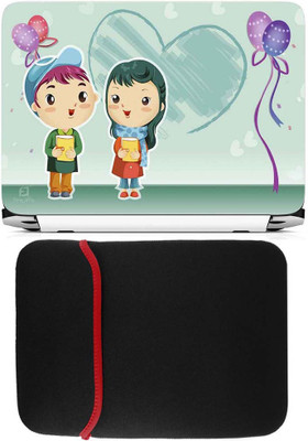 

FineArts Love Boy Girl Laptop Skin with Reversible Laptop Sleeve Combo Set