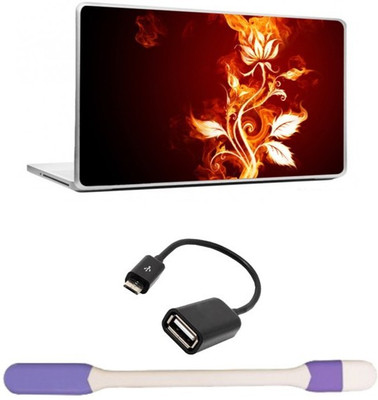 

Skin Yard Fire Flower Abstract Laptop Skin -14.1 Inchs with USB LED Light & OTG Cable (Assorted) Combo Set
