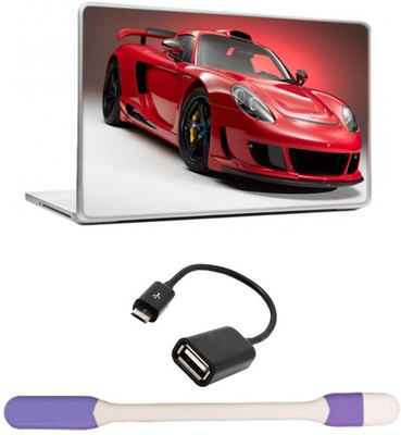 

Skin Yard Hot Red Sports Car Laptop Skin with USB LED Light & OTG Cable - 15.6 Inch Combo Set