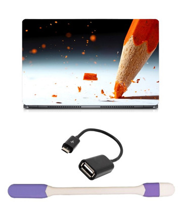 

Skin Yard Colour Pencil Point Break Sparkle Laptop Skin -14.1 Inch with USB LED Light & OTG Cable (Assorted) Combo Set
