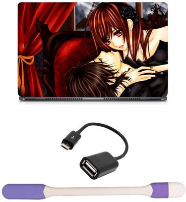Skin Yard Vampire Knight Kaname And Yuki Laptop Skin -14.1 Inch with USB LED Light & OTG Cable (Assorted) Combo Set