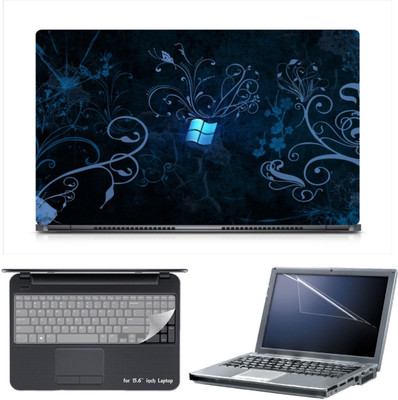 

Skin Yard Blue Abstract Window Wallpaper Laptop Skin Decal with Keyguard & Screen Protector -15.6 Inch Combo Set