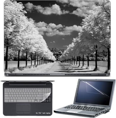

Skin Yard Tree Along The Road Black & White Laptop Skin with Screen Protector & Keyboard Skin -15.6 Inch Combo Set