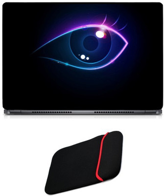 

Skin Yard Digital Eye Glow Sparkle Laptop Skin/Decal with Reversible Laptop Sleeve - 14.1 Inch Combo Set