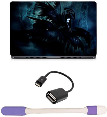 

Skin Yard Dark Anime Girl Laptop Skin with USB LED Light & OTG Cable - 15.6 Inch Combo Set