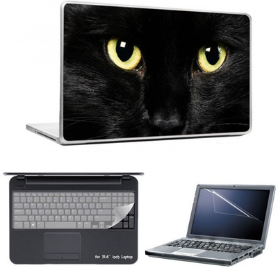 

Skin Yard Black Cat with Golden Eyes Laptop Skins with Laptop Screen Guard & Laptop Keyguard -15.6 Inch Combo Set