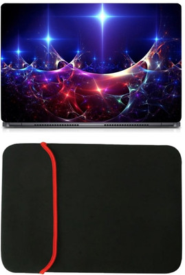 

Skin Yard Cool Blue Light Abstract Laptop Skin/Decal with Reversible Laptop Sleeve - 14.1 Inch Combo Set