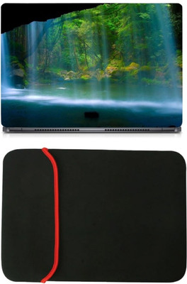 

Skin Yard Cave Fall Stream Laptop Skin/Decal with Reversible Laptop Sleeve - 14.1 Inch Combo Set
