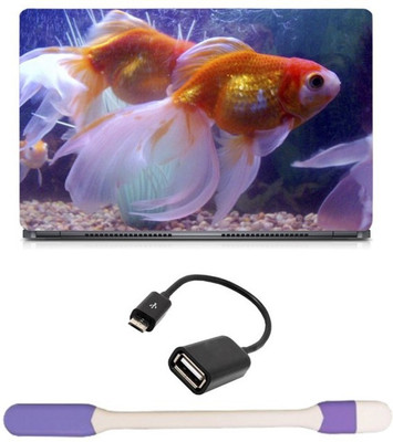 

Skin Yard Gold fish Laptop Skin with USB LED Light & OTG Cable - 15.6 Inch Combo Set