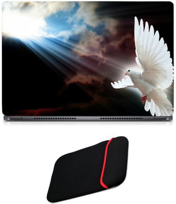 

Skin Yard White Dove Flying To The Heaven Sparkle Laptop Skin/Decal with Reversible Laptop Sleeve - 14.1 Inch Combo Set