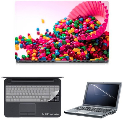 

Skin Yard Colourful Candy Sparkle Laptop Skin with Screen Protector & Keyguard -15.6 Inch Combo Set