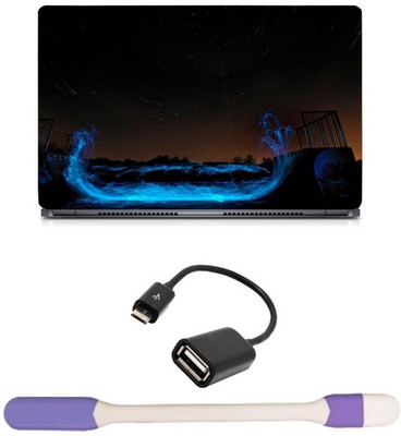 

Skin Yard Magical Skate Boarding Laptop Skin -14.1 Inch with USB LED Light & OTG Cable (Assorted) Combo Set