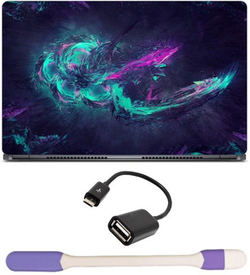 

Skin Yard Blue & Purple Shards Laptop Skin with USB LED Light & OTG Cable - 15.6 Inch Combo Set