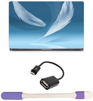 

Skin Yard White Feather Laptop Skin with USB LED Light & OTG Cable - 15.6 Inch Combo Set