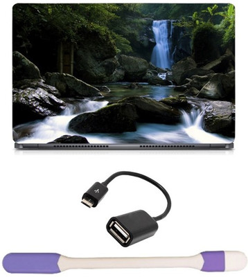 

Skin Yard Green Waterfall Laptop Skin -14.1 Inch with USB LED Light & OTG Cable (Assorted) Combo Set